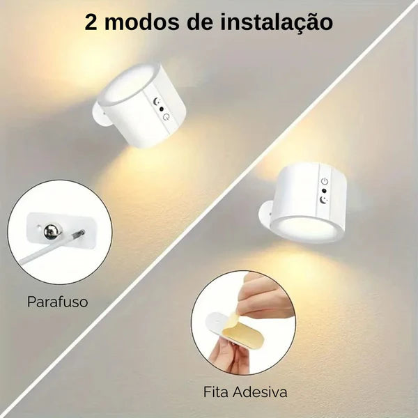 Arandela Led Neolight Foco Duplo Recarregável com Controle Remoto - Neohousi