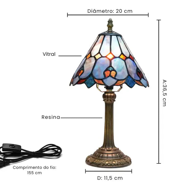 Luminária de Mesa Abajur Alvorada Vitral
