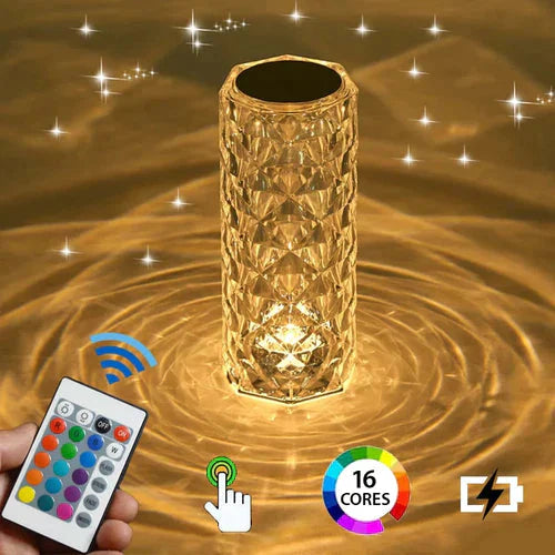 Luminária de Mesa Cristal LED USB Sensível ao Toque 16 cores - Neohousi