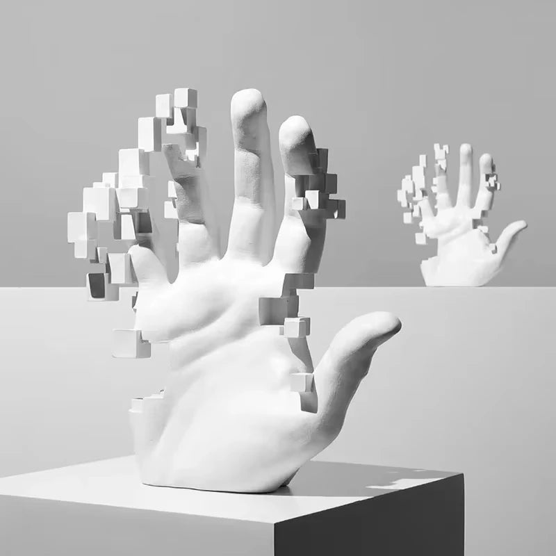 Escultura Mão em Mosaico – Arte em Resina com Design Abstrato - Neohousi