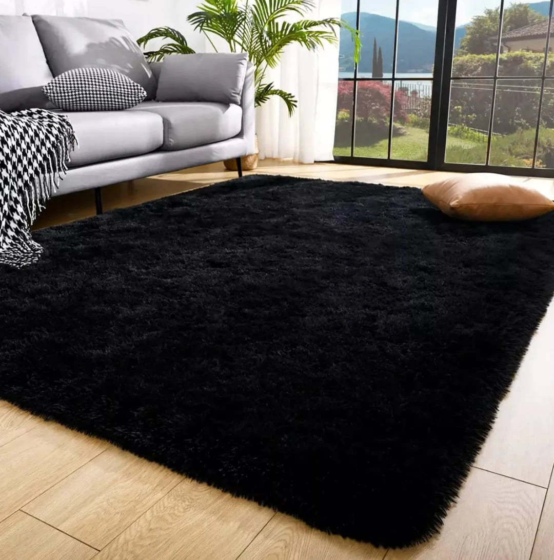 Tapete Felpudo Preto Plush - Neohousi