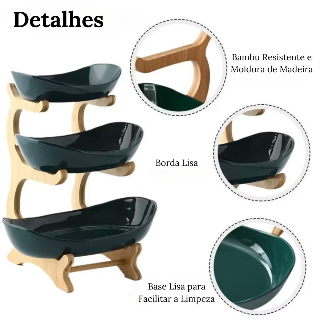 Fruteira de Mesa Moderna em Bambu - 2 a 3 Andares - Neohousi