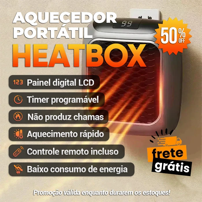 Aquecedor Portátil HeatBox com Controle Remoto Bivolt - Neohousi