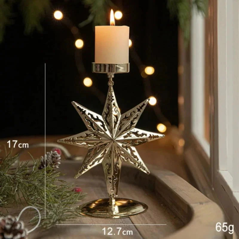 Castiçal de Ferro Dourado para Decoração Natalina - Neohousi