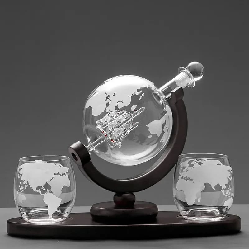 Decanter Whisky Globo Conjunto Recipiente de Vidro - Neohousi