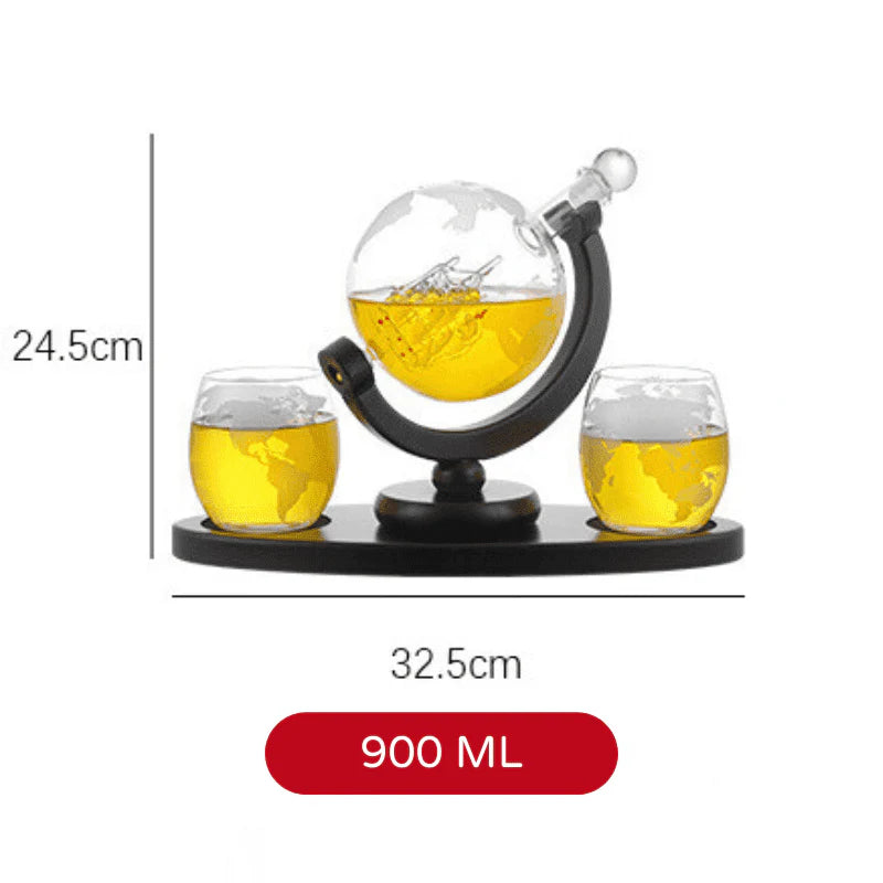 Decanter Whisky Globo Conjunto Recipiente de Vidro - Neohousi