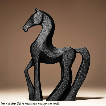 Escultura Decorativa Cavalo Abstrato Preto - Neohousi