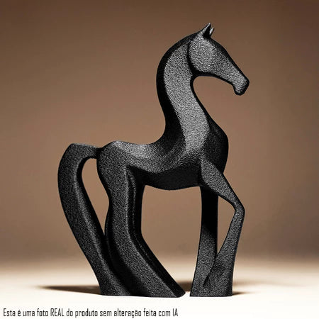 Escultura Decorativa Cavalo Abstrato Preto - Neohousi