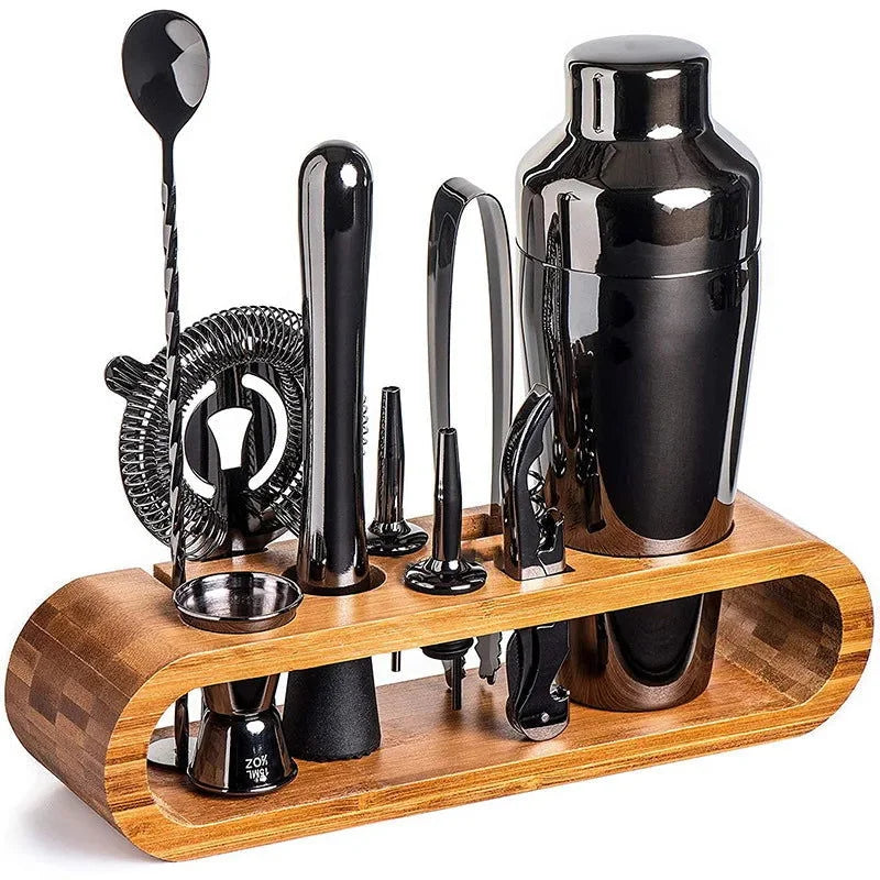 Kit Bartender 10 Peças de Aço Inox com Suporte de Bambu Neohousi - Neohousi