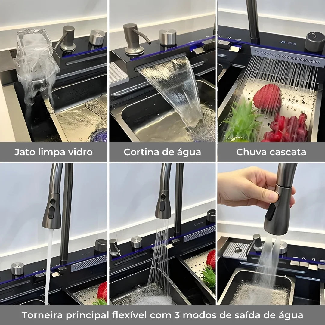 Kit Cuba Gourmet AquaTech Smart Pro Aço Inox com Torneira Flexível - Neohousi
