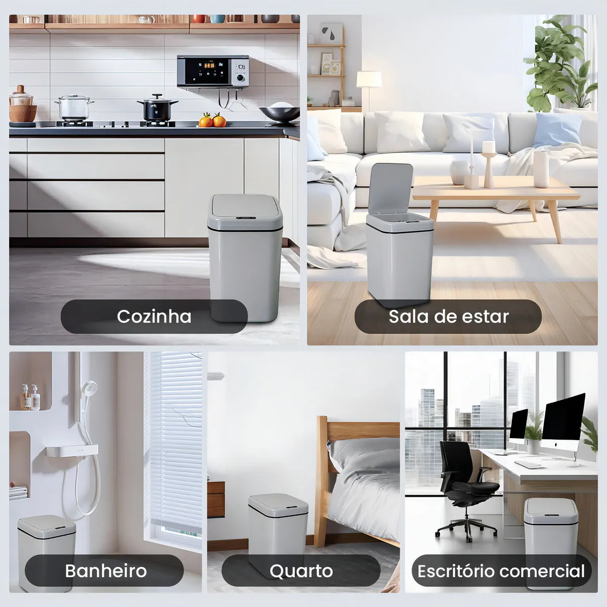 Lixeira Inteligente SmartBin com Sensor de Movimento Recarregável USB - Neohousi