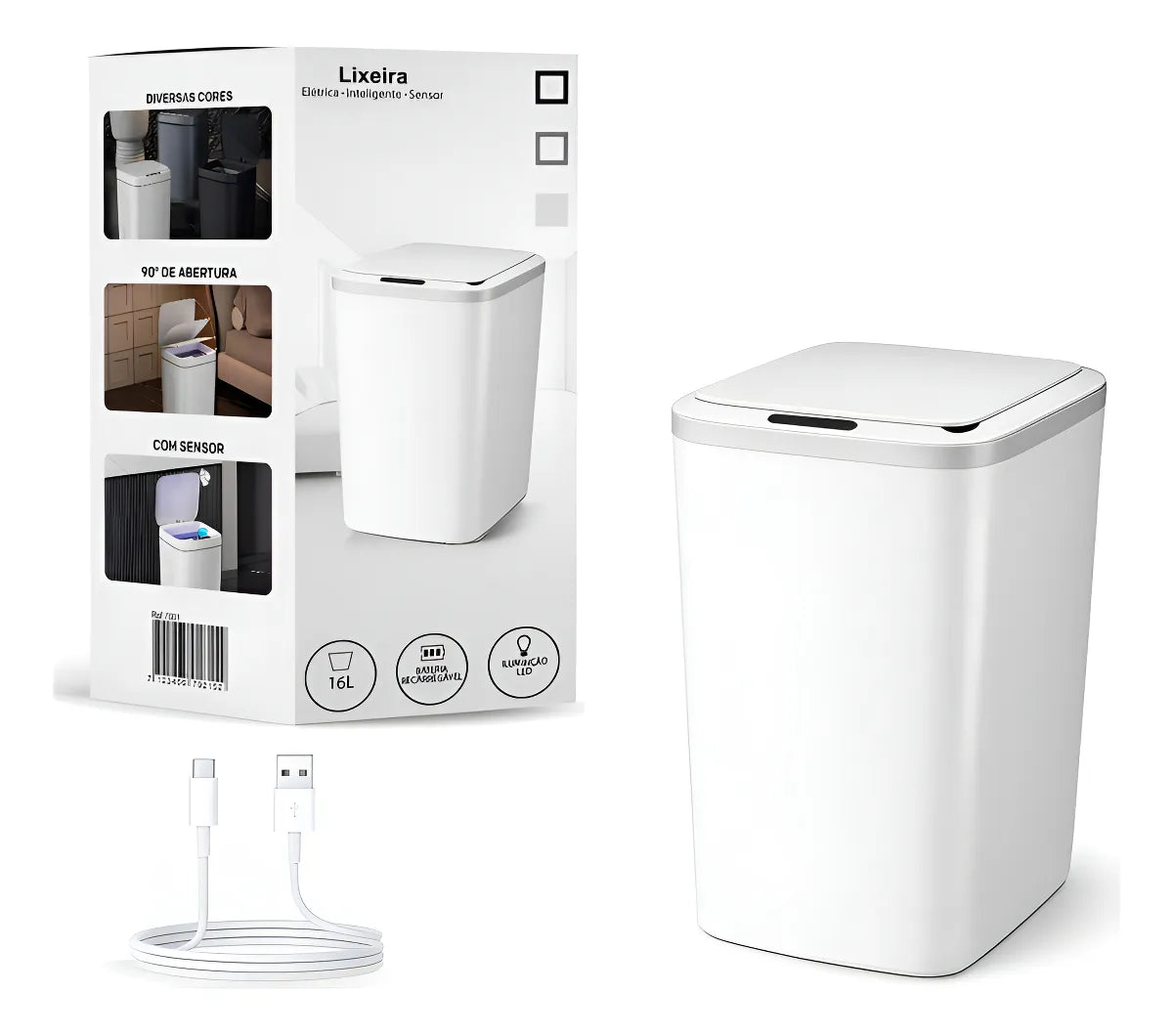 Lixeira Inteligente SmartBin com Sensor de Movimento Recarregável USB - Neohousi