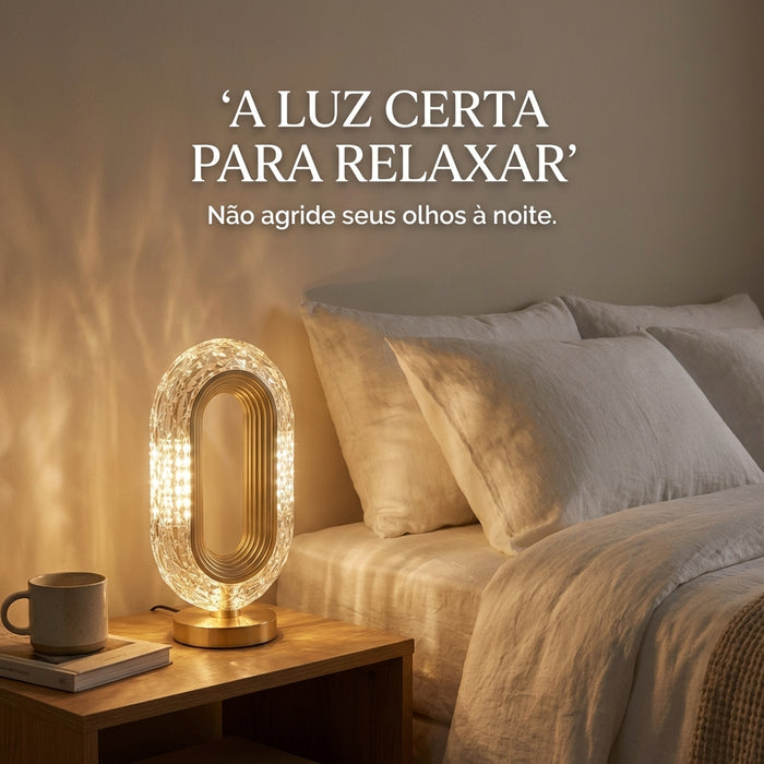 Luminária de Mesa LED Moderna Radiance Crystal Dourada Decorativa