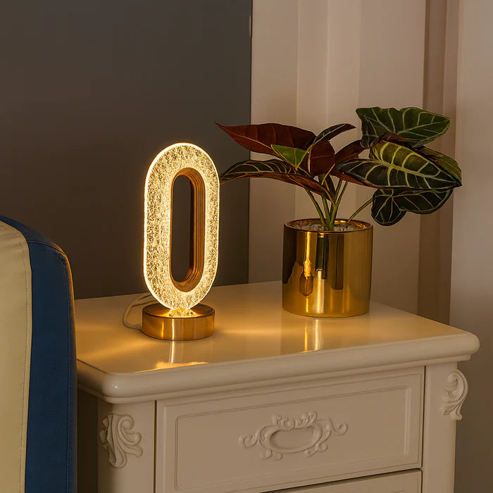 Luminária de Mesa LED Moderna Radiance Crystal Dourada Decorativa