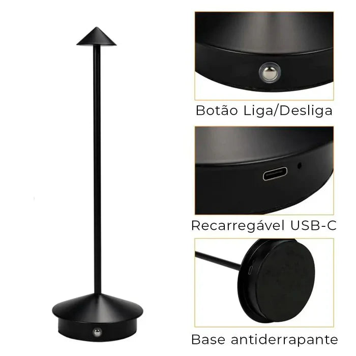 Luminária De Mesa Dilla Portátil Recarregável - Neohousi