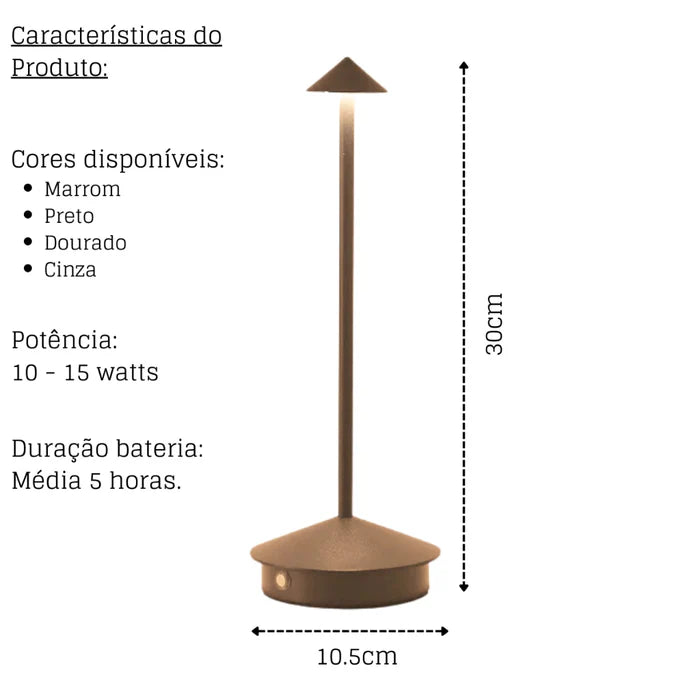 Luminária De Mesa Dilla Portátil Recarregável - Neohousi