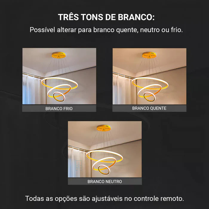 Lustre Pendente Nexus em LED com Controle Remoto - Neohousi