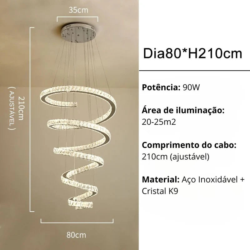 Lustre Pendente Espiral de Cristal Dubai - Neohousi