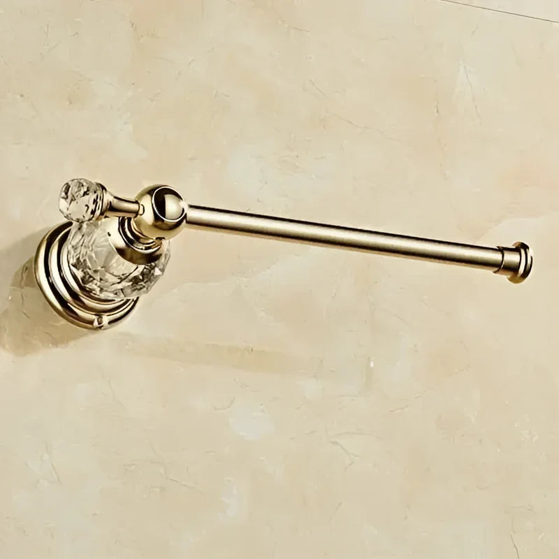 Porta Papel Higiênico Dourado Detalhe em Cristal - Neohousi