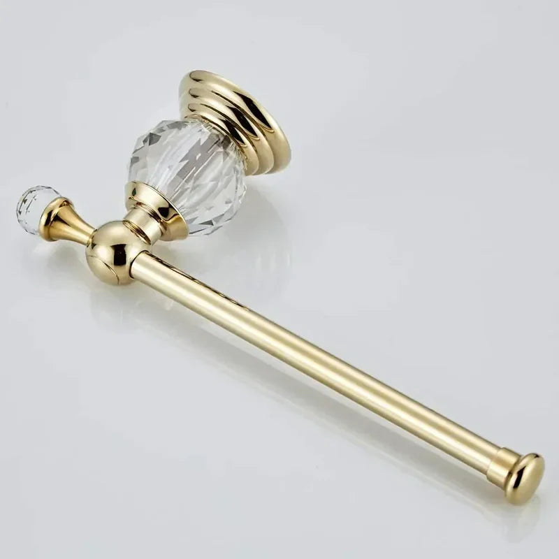 Porta Papel Higiênico Dourado Detalhe em Cristal - Neohousi