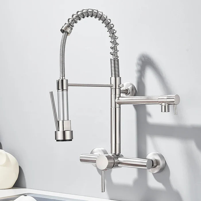 Torneira Gourmet Cozinha Monaco de Parede com Misturador e Jato Extensível - Neohousi