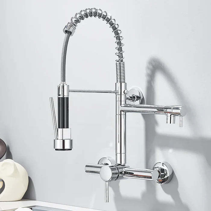 Torneira Gourmet Cozinha Monaco de Parede com Misturador e Jato Extensível - Neohousi