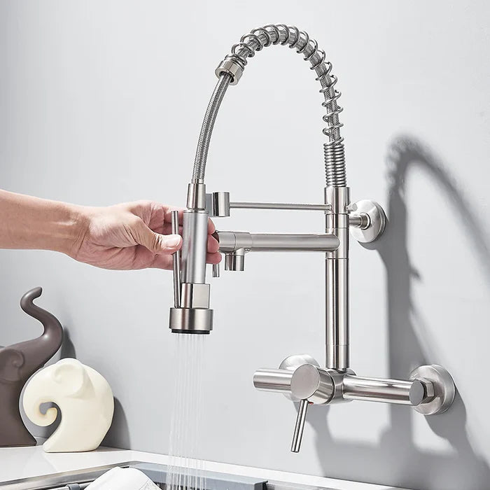 Torneira Gourmet Cozinha Monaco de Parede com Misturador e Jato Extensível - Neohousi