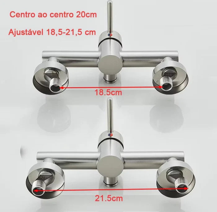 Torneira Gourmet Cozinha Monaco de Parede com Misturador e Jato Extensível - Neohousi