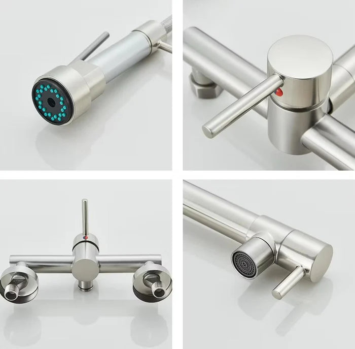 Torneira Gourmet Cozinha Monaco de Parede com Misturador e Jato Extensível - Neohousi