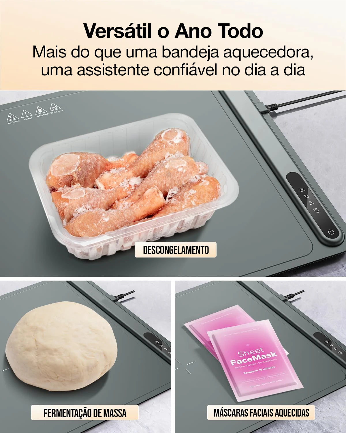 WarmPro™ Bandeja de Aquecimento Elétrica Dobrável em Silicone Nano Premium