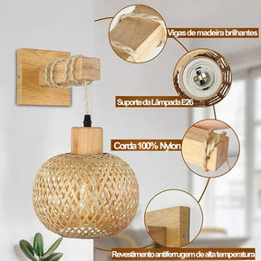 Arandela de Parede em Bambu Natural - Neohousi