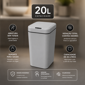 Lixeira Automática Inteligente 20 Litros com Sensor de Movimento