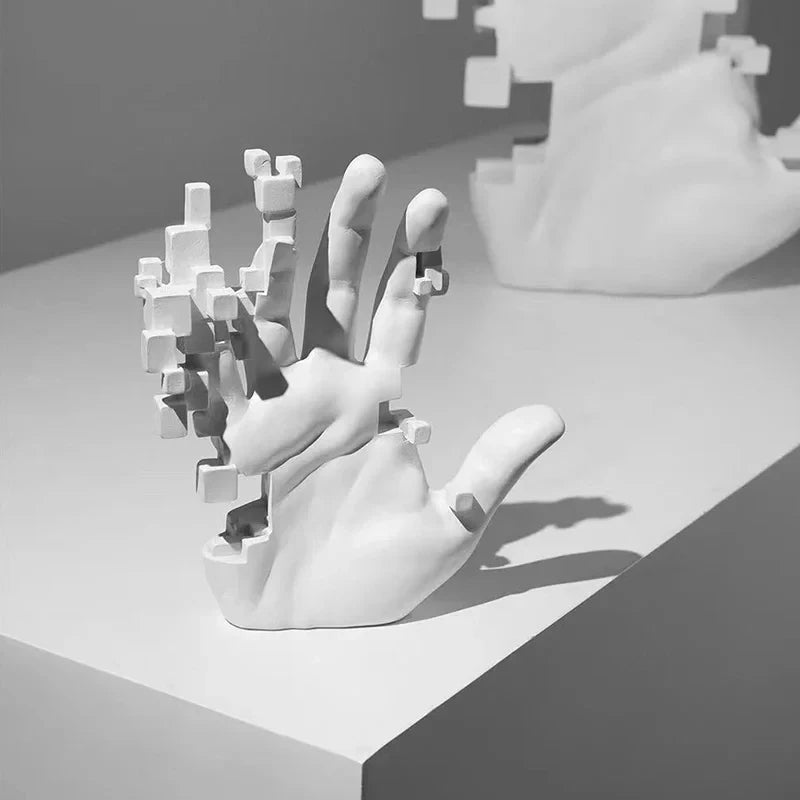 Escultura Mão em Mosaico – Arte em Resina com Design Abstrato - Neohousi