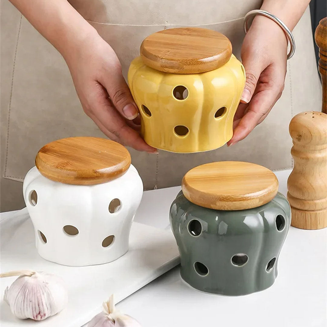 Pote de Alho Cerâmica Respirável - Neohousi