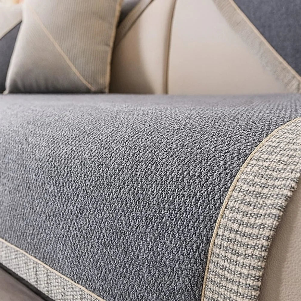 Capa de Sofá Antiderrapante em Algodão e Linho Cinza Neohousi - Neohousi