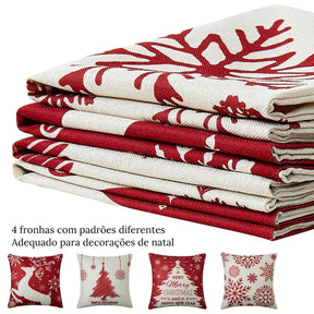 Capas de Almofada Natalinas Kit 4 Peças - Neohousi