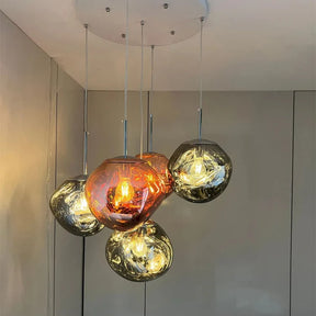 Conjunto Completo Lustre Pendente Moderno Luxuoso Lava Glass - Neohousi