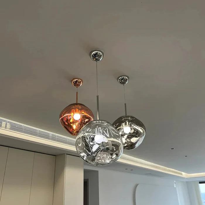Conjunto Completo Lustre Pendente Moderno Luxuoso Lava Glass - Neohousi