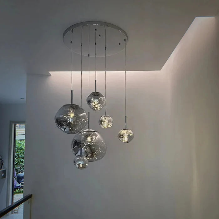 Conjunto Completo Lustre Pendente Moderno Luxuoso Lava Glass - Neohousi