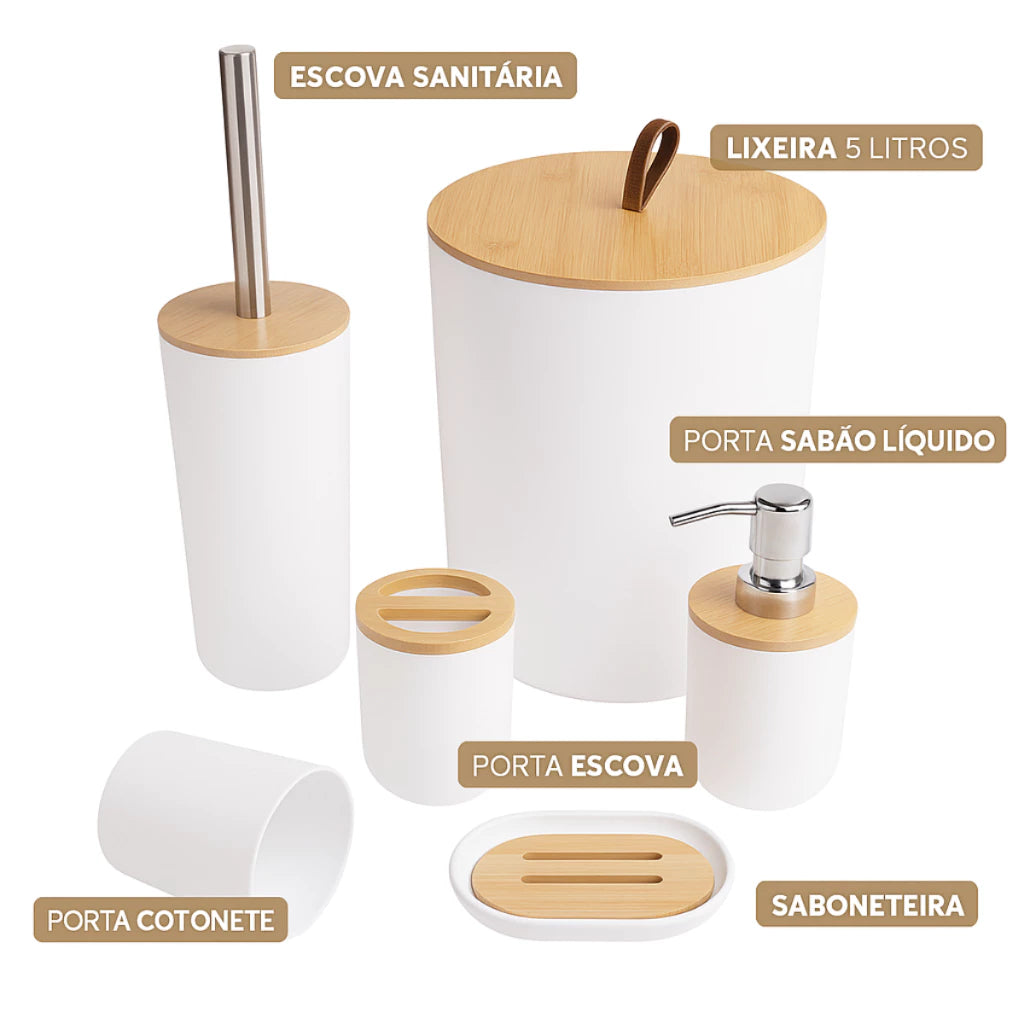 Conjunto para Banheiro Bambu Soft - 6 Peças - Neohousi