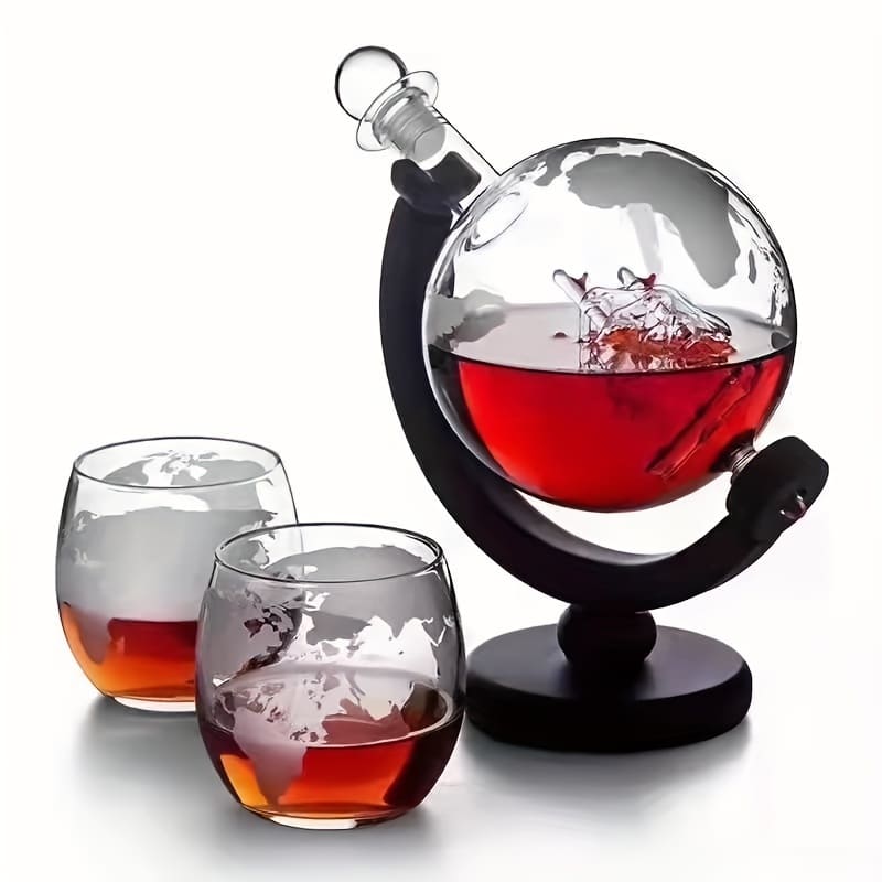 Decanter Whisky Globo Conjunto Recipiente de Vidro - Neohousi