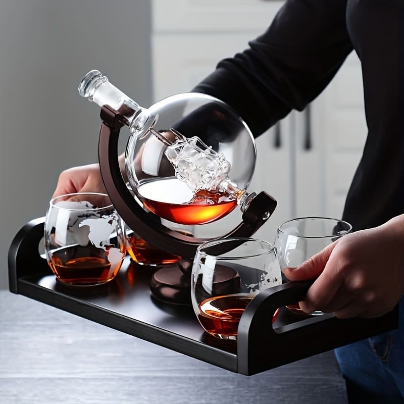 Decanter Whisky Globo Conjunto Recipiente de Vidro - Neohousi
