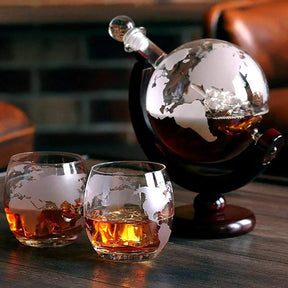 Decanter Whisky Globo Conjunto Recipiente de Vidro - Neohousi