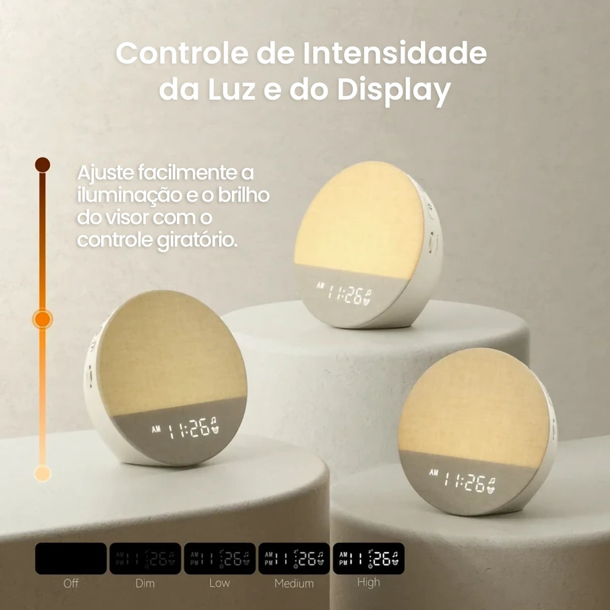 Despertador Sunrise Pro™ com Luz de Amanhecer, 30 Sons Relaxantes, Bluetooth e Luminária Noturna LED