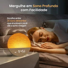 Despertador Sunrise Pro™ com Luz de Amanhecer, 30 Sons Relaxantes, Bluetooth e Luminária Noturna LED