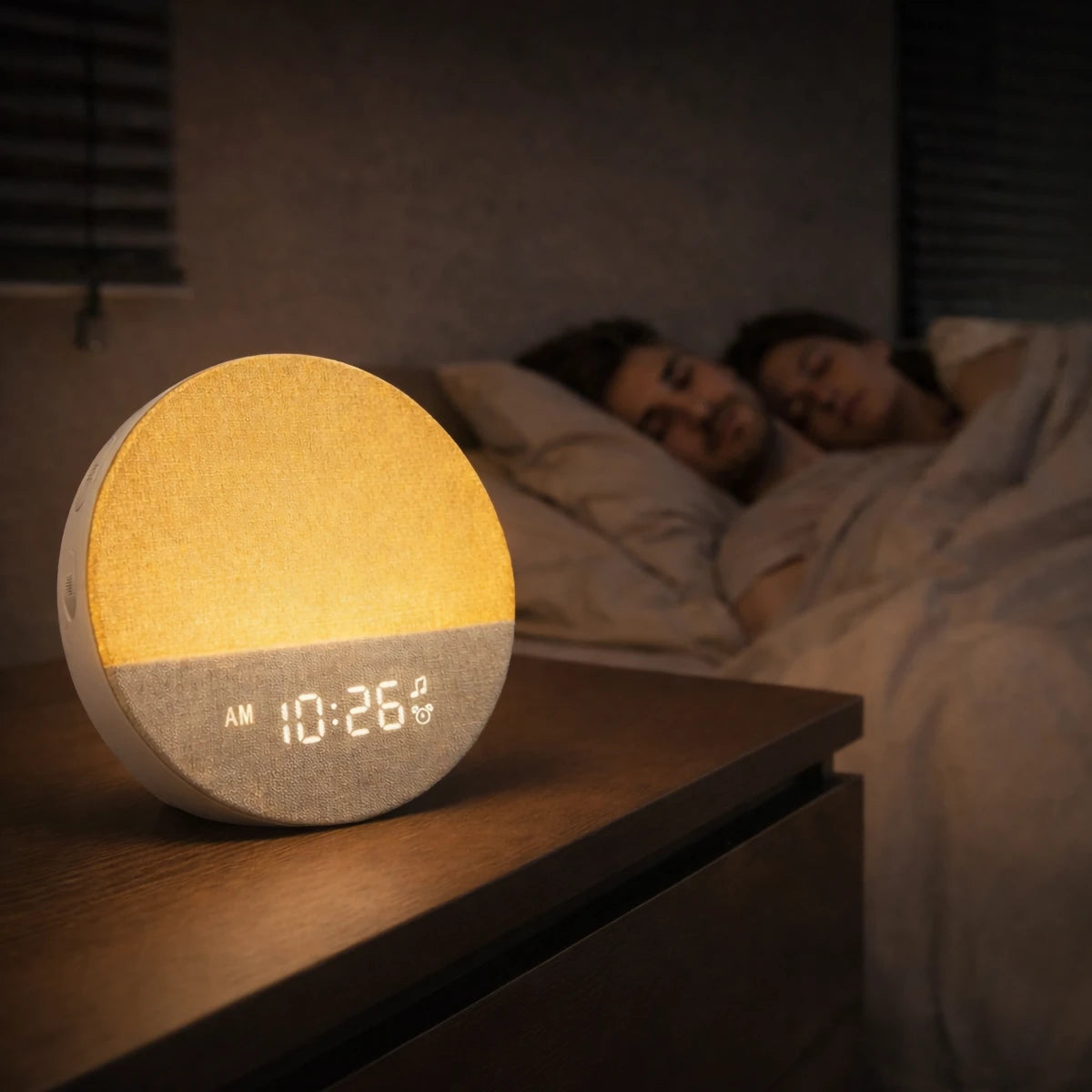 Despertador Sunrise Pro™ com Luz de Amanhecer, 30 Sons Relaxantes, Bluetooth e Luminária Noturna LED
