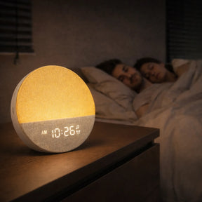 Despertador Sunrise Pro™ com Luz de Amanhecer, 30 Sons Relaxantes, Bluetooth e Luminária Noturna LED