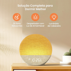 Despertador Sunrise Pro™ com Luz de Amanhecer, 30 Sons Relaxantes, Bluetooth e Luminária Noturna LED