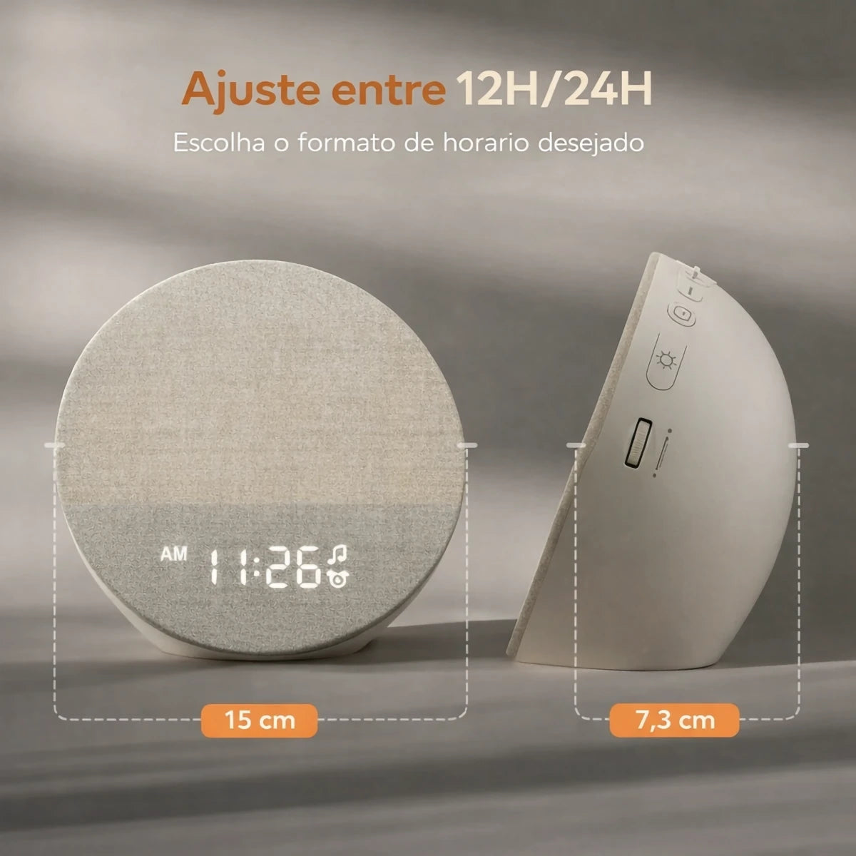 Despertador Sunrise Pro™ com Luz de Amanhecer, 30 Sons Relaxantes, Bluetooth e Luminária Noturna LED