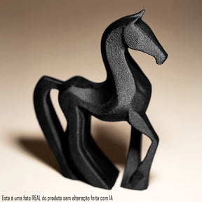 Escultura Decorativa Cavalo Abstrato Preto - Neohousi